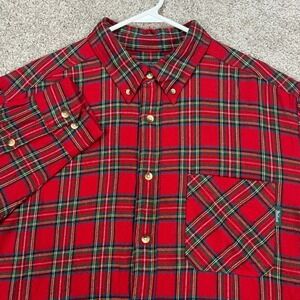 Vintage Woolrich Heavy Flannel Mens L Tall Red Green Blue‎ Plaid Hunting